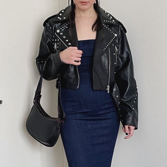 BLOGGERS FAV ZARA STUDDED FAUX LEATHER JACKET - Picture 9 of 15